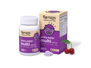 Renzo’s Picky Eater Kids Multivitamin with Iron – Dissolving Kids Vitamins with Vitamin D3 & K2 and More – 60 Sugar-Free Melty Tabs, Cherry Cherry Mo’ Cherry Flavored